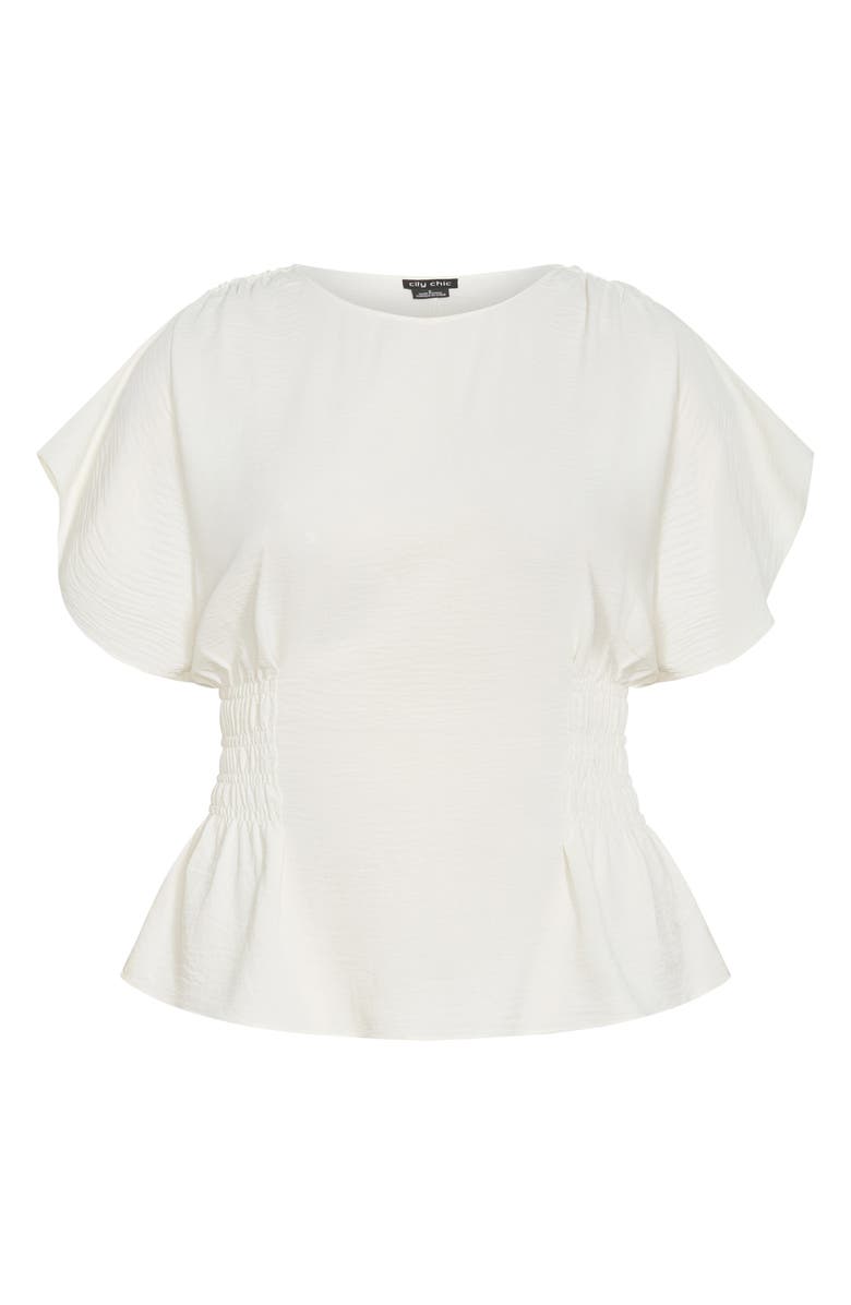 City Chic Cara Peplum Satin Top, Alternate, color, Ivory