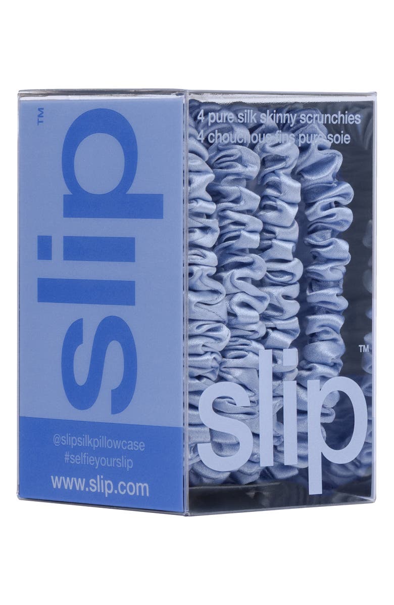 slip Cornflower 4-Pack Pure Silk Skinny Scrunchies, Alternate, color, 