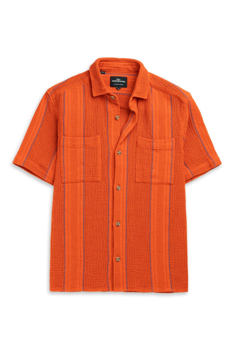 Point Break Short Sleeve Button-Up Shirt, Alternate, color, TANGERINE