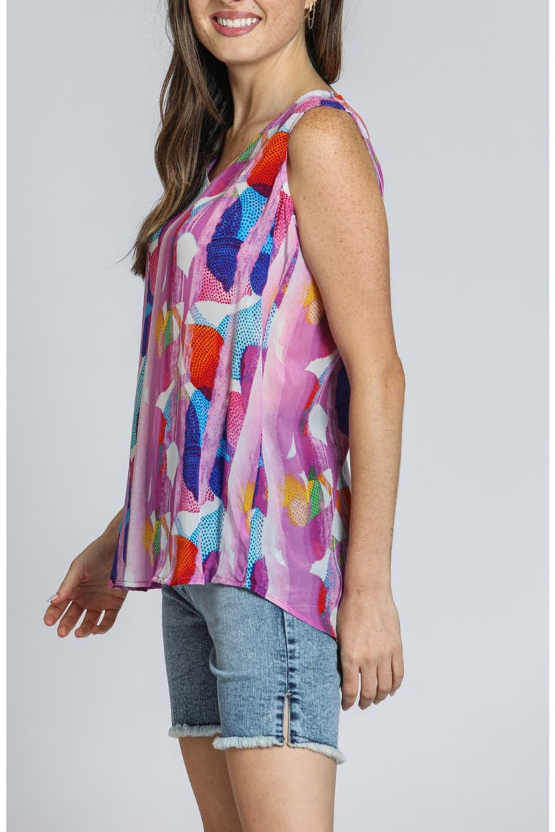 Print V-Neck Tank, Alternate, color, BLUE/ WHITE