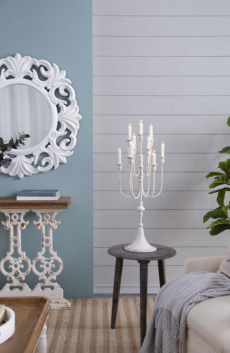 A & B Home 11-Light Candelabra, Alternate, color, Distressed White
