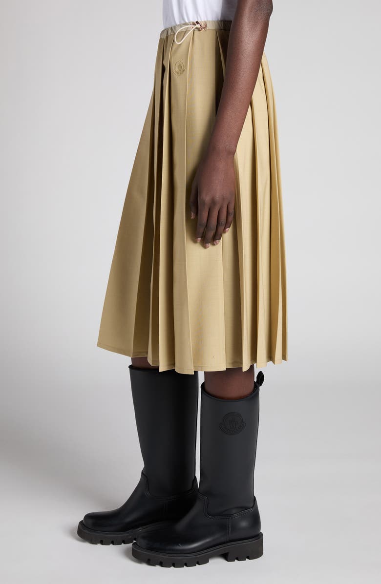 Moncler Pleated Midi Skirt, Alternate, color, Sponge