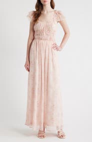 Lulus Yvette Floral Smocked Gown