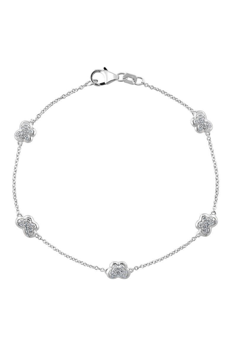Sterling Silver Diamond Butterfly Bracelet, Main, color, SILVER