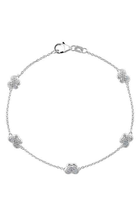 Sterling Silver Diamond Butterfly Bracelet
