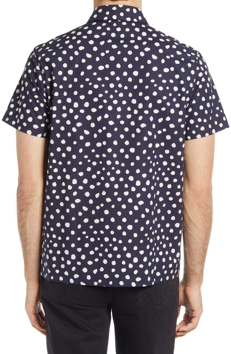 A.P.C. Leandre Dot Print Short Sleeve Button-Up Shirt, Alternate, color,
