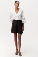 Exquise Donovan High Waist Pleated Linen Shorts