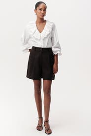 Exquise Donovan High Waist Pleated Linen Shorts