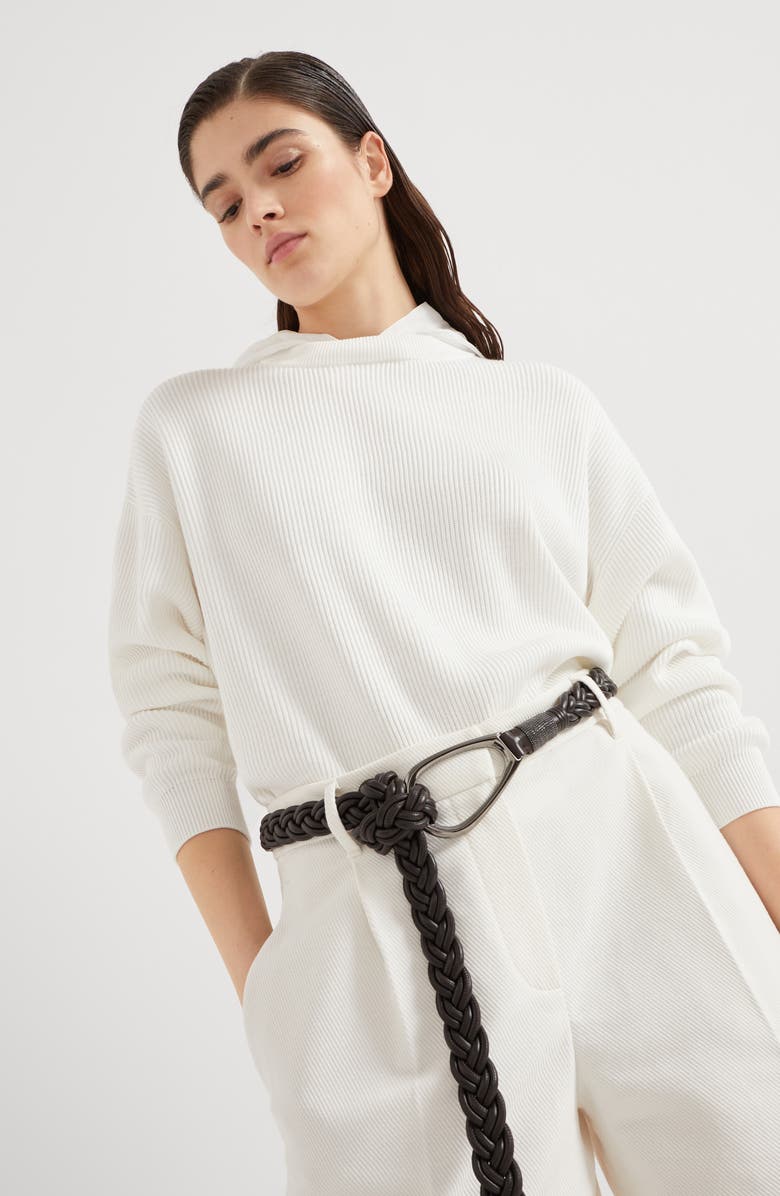 Brunello Cucinelli Faux Layered sweatshirt with monili, Alternate, color,