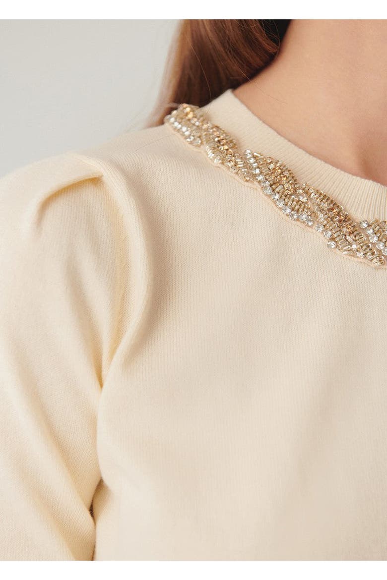 Jordyn Embellished Knit Blouse, Alternate, color, YELLOW