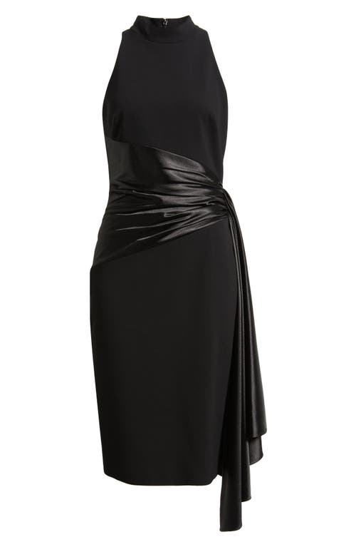 Eliza J Mixed Media High Neck Cocktail Sheath Dress In Black