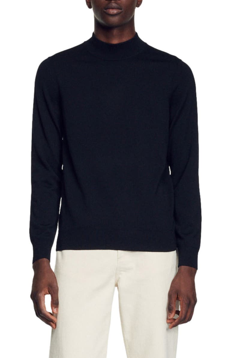 SANDRO Industrial Mock Neck Wool Sweater, Main, color,
