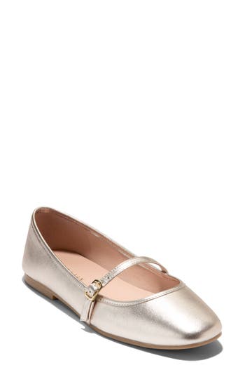 Cole Haan Yelena Mary Jane Flat In Soft Gold