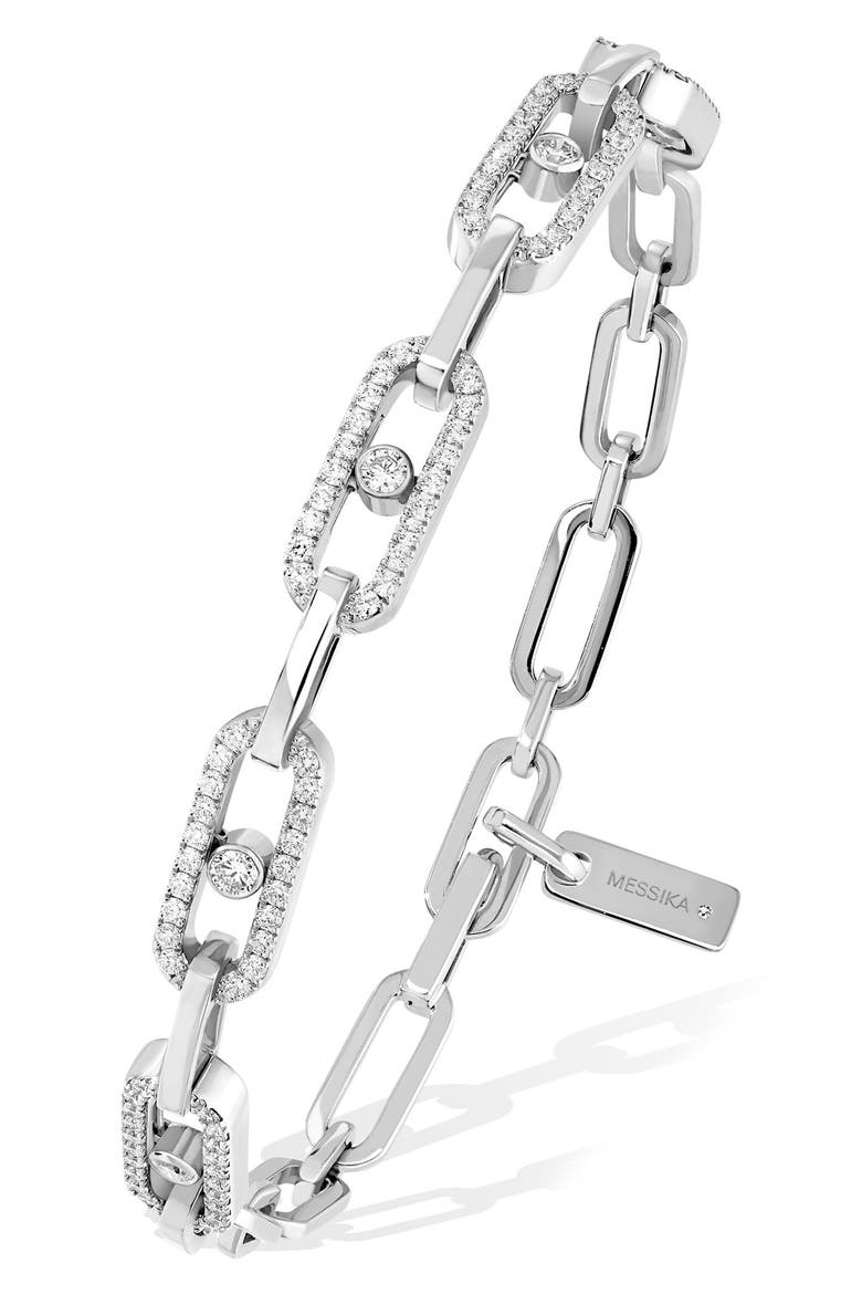 Move Link Diamond Bracelet, Main, color, WHITE GOLD
