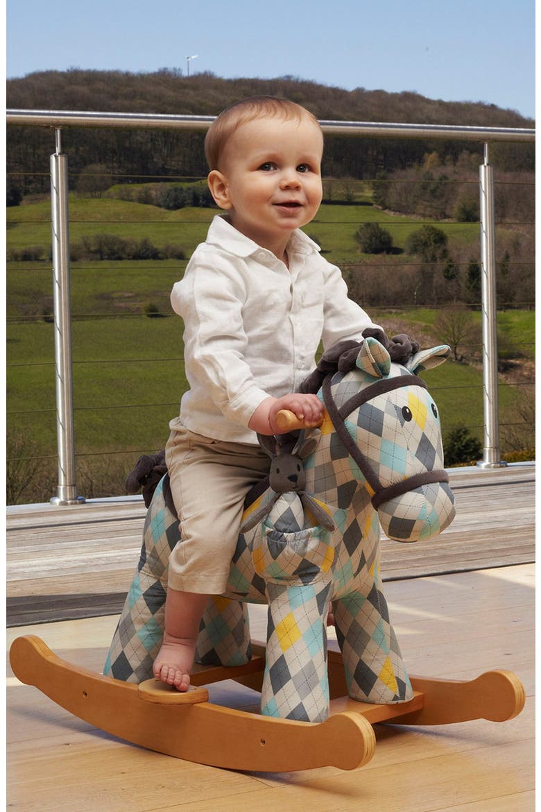 Lewis & Fitz Rocking Horse & Stuffed Animal, Alternate, color, BLUE PLAID