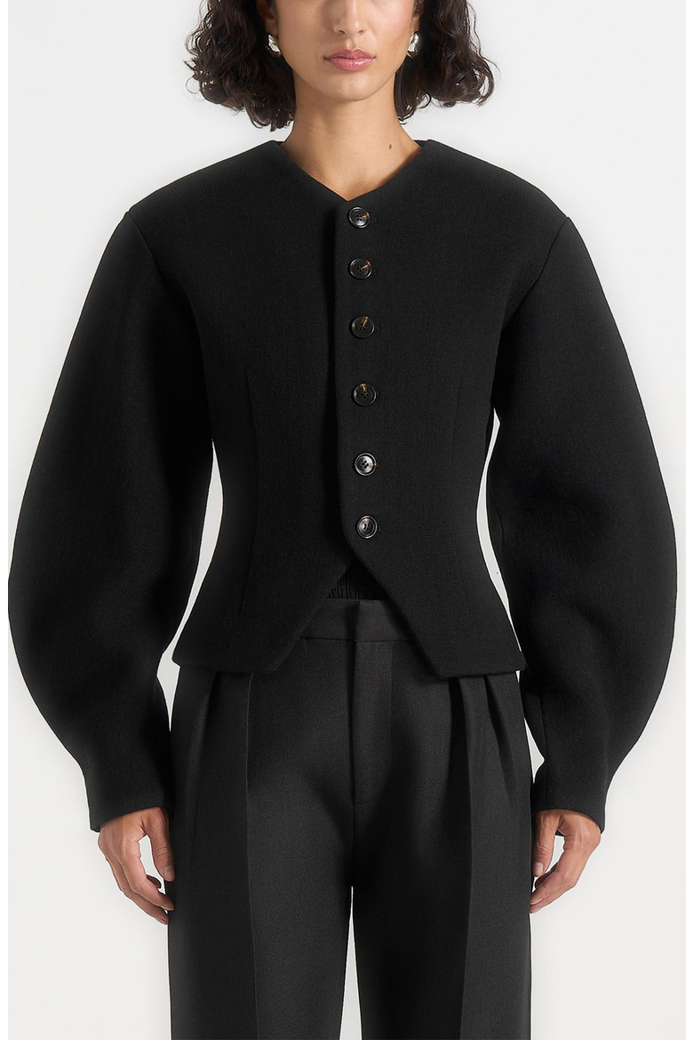 Aya Wool Hourglass Jacket, Alternate, color, Black