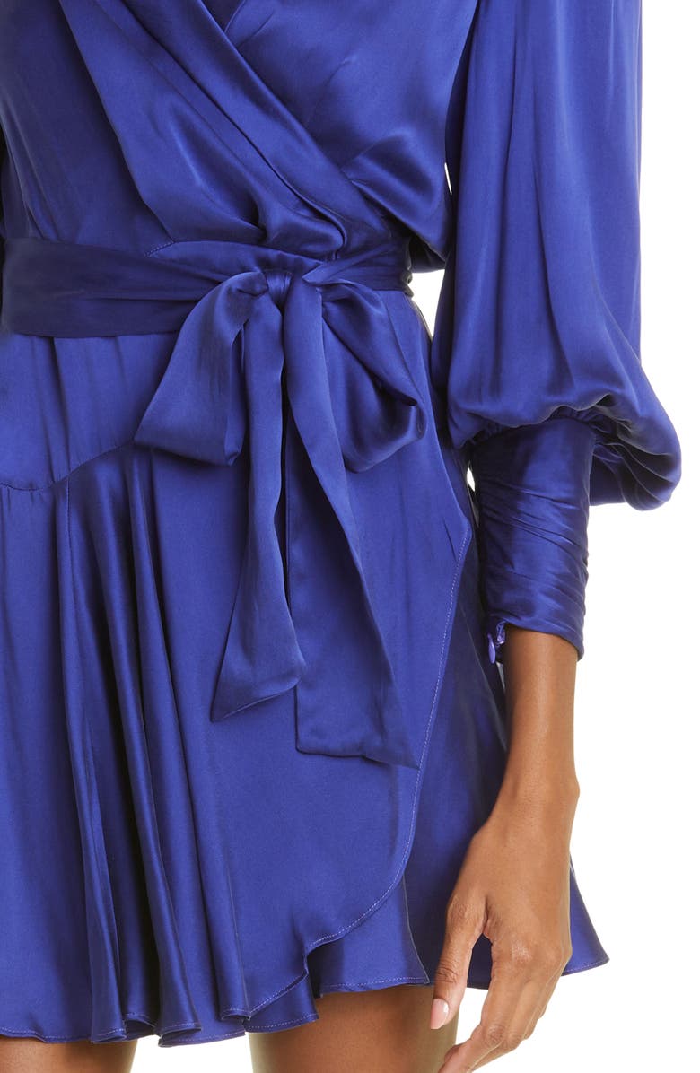 Zimmermann Balloon Sleeve Silk Wrap Dress, Alternate, color, 
