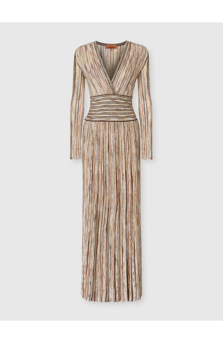 Missoni Long Ribbed Viscose-blend Dress With Sequins, Main, color, Green& Brown