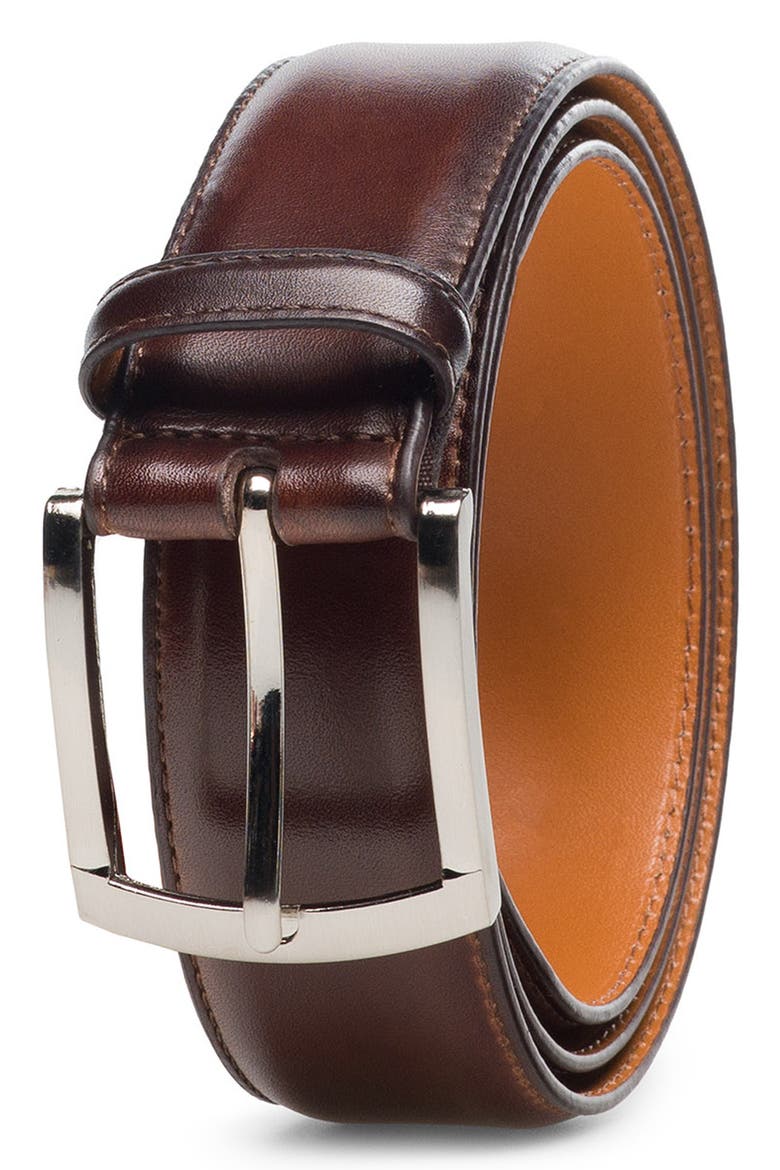 Tanner Leather Belt, Main, color, TOBACCO