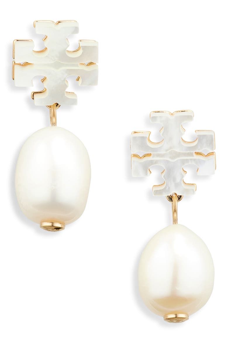 Moondance Mother of Pearl Drop Earrings, Main, color, TORY GOLD / MOTHER OF PEARL