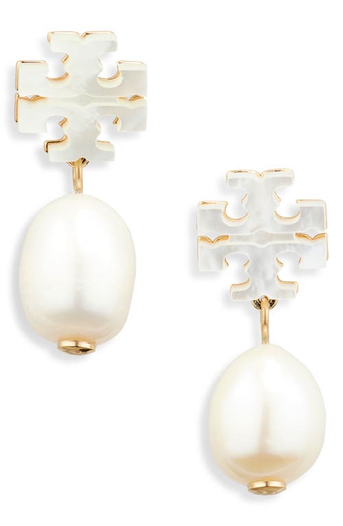 Tory Burch Kira Mother-of-pearl Drop Earrings In Tory Gold/mother Of Pearl