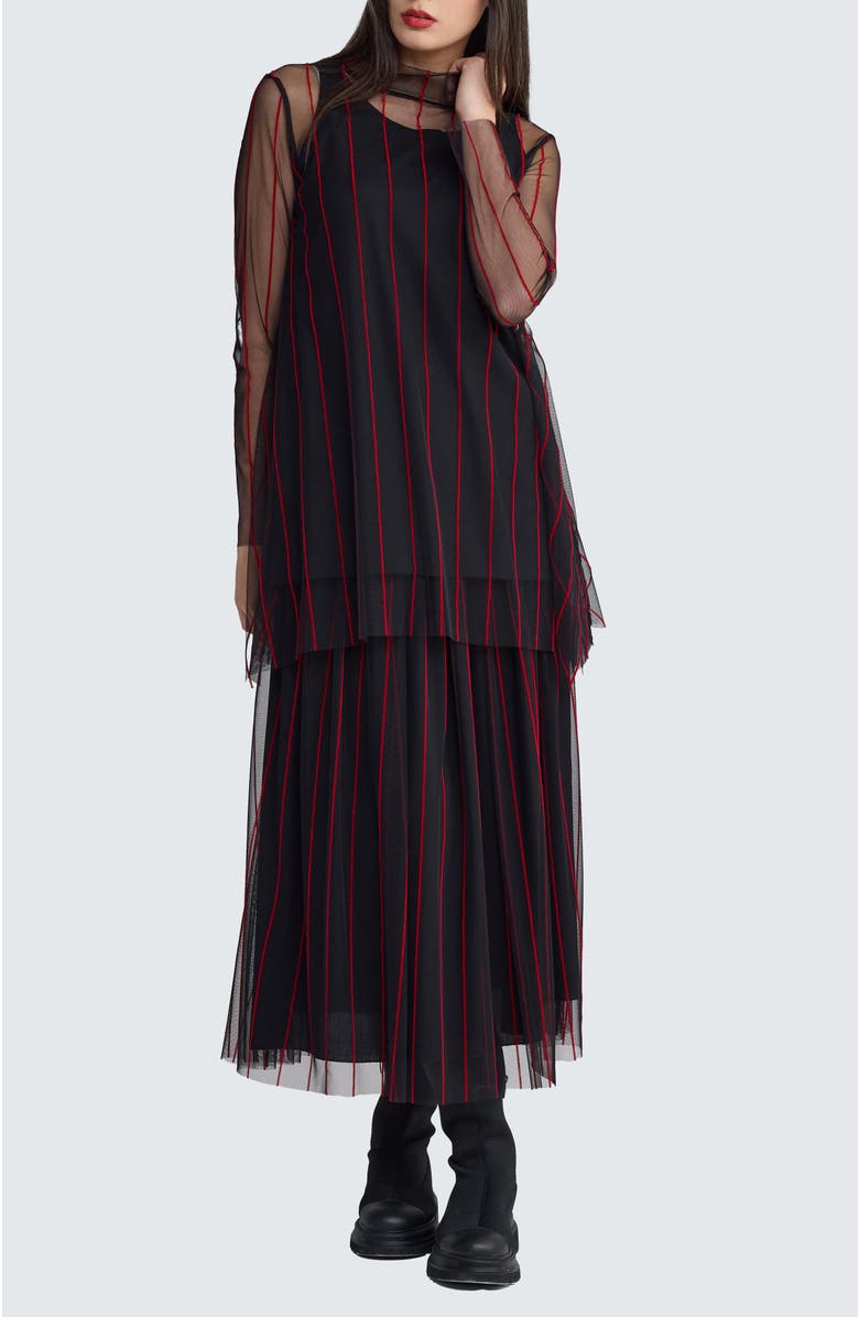 LUUKAA Siana Tulle Skirt, Alternate, color, Black Red