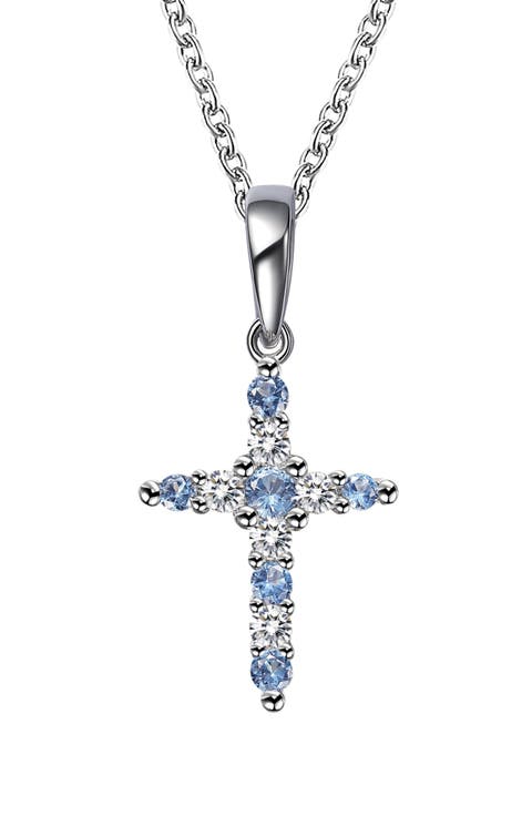 Birthstone Cross Pendant Necklace