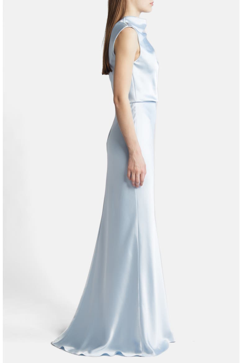 Asymmetric Neck Satin Gown, Alternate, color, ICE