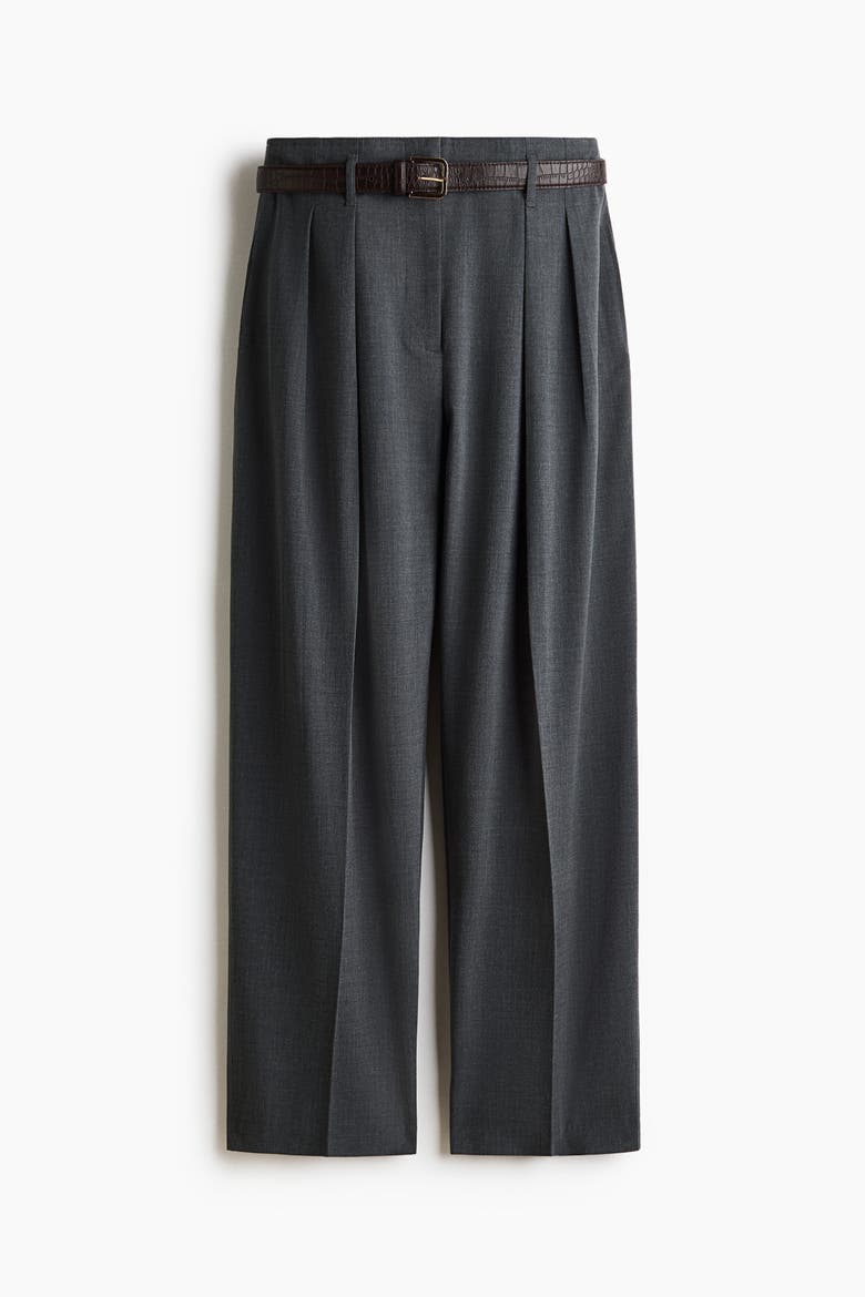 Dress Pants With Belt, Alternate, color, Dark gray