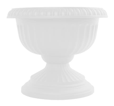 Grecian Pedestal Urn Planter 18 Inch, Casper White