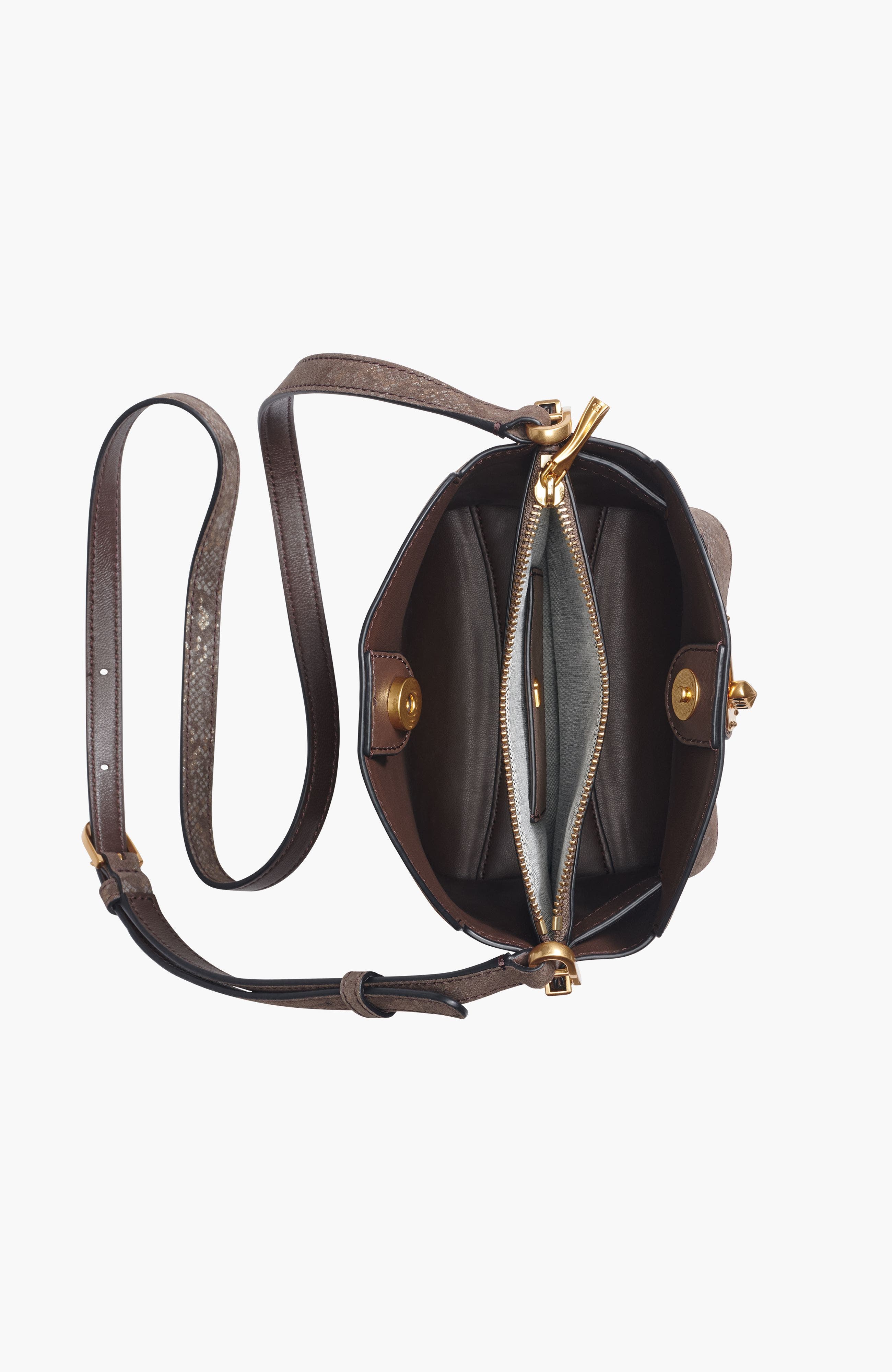 Donna Karan New York Bridgehampton Python Suede Small Crossbody, Alternate, color, Brown Multi