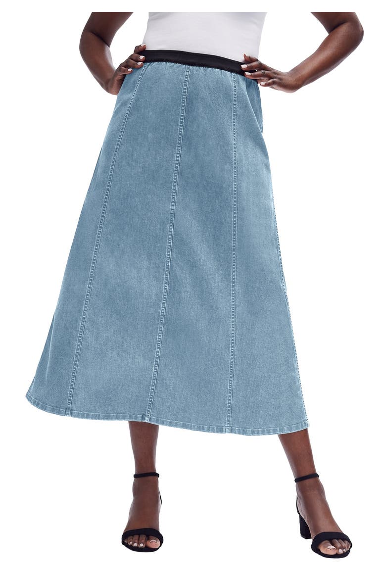 Stretch Denim Jegging Skirt, Main, color, LIGHT WASH