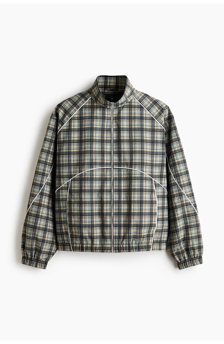 H&M Nylon Track Jacket, Main, color, Beige/Plaid