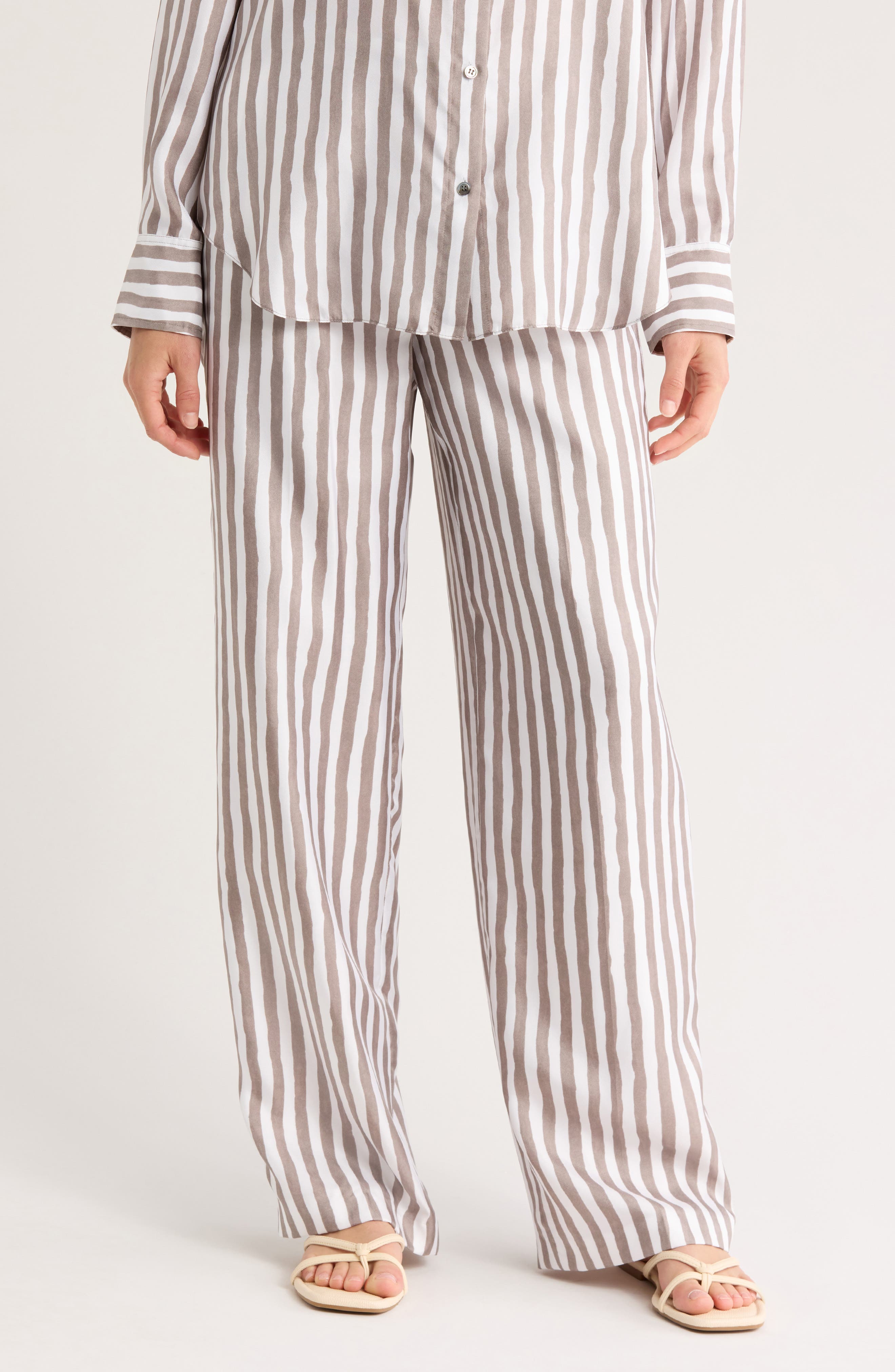 Theory Relax Stripe Silk Pull-On Pants