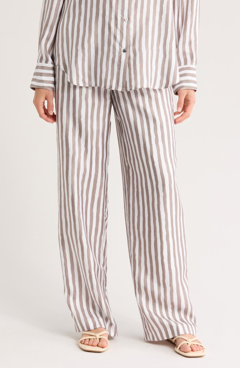 Theory Relax Stripe Silk Pull-On Pants, Main, color,