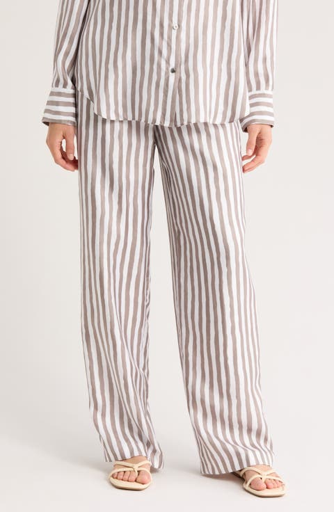 Relax Stripe Silk Pull-On Pants