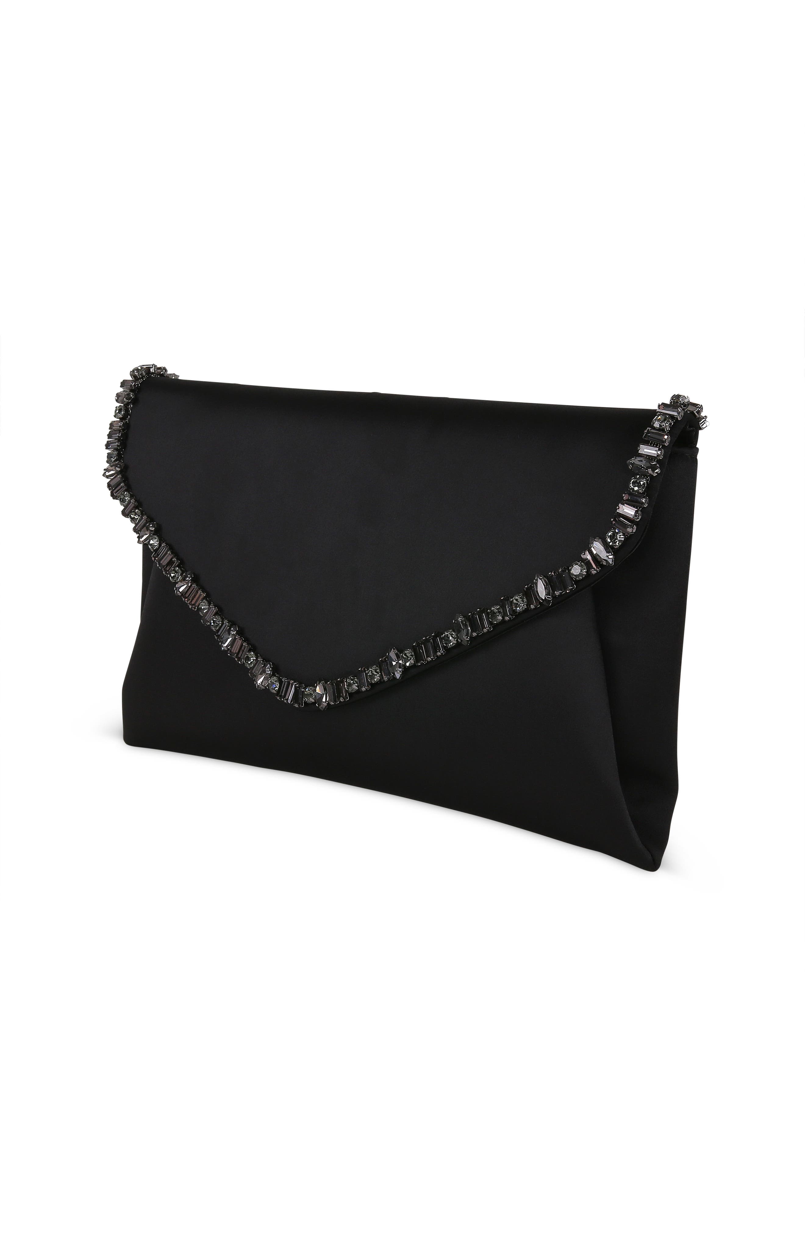Jewel Badgley Mischka Mika Mix Crystal Neckline Envelope, Alternate, color, Black