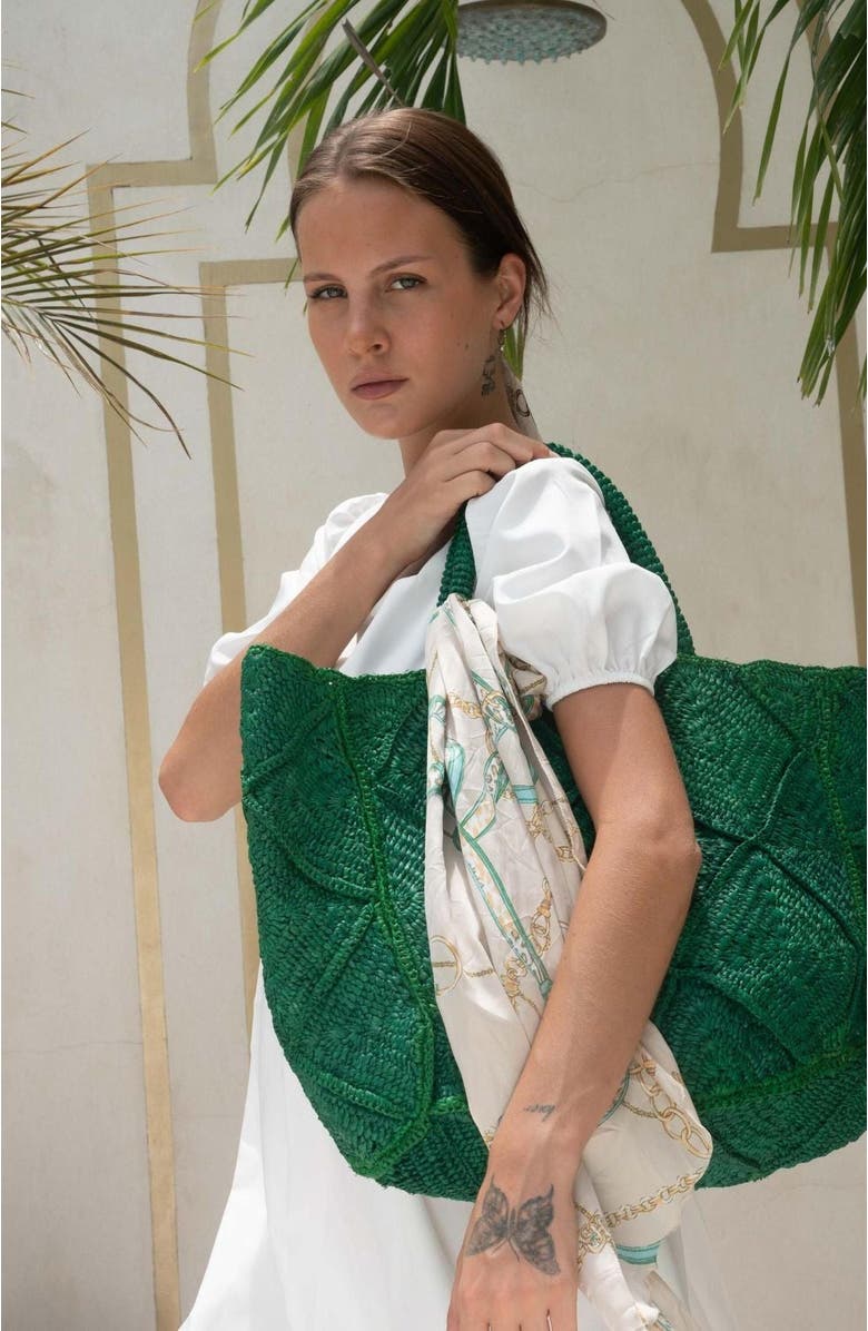 Zanatany Concepts Nico Raffia Tote Bag, Alternate, color, Green
