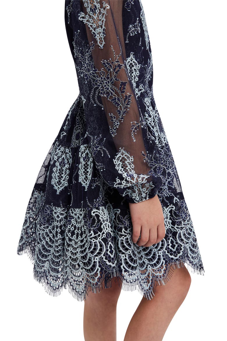 Kids' Sienna Embroidered Long Sleeve Dress, Alternate, color, BLUE/NAVY