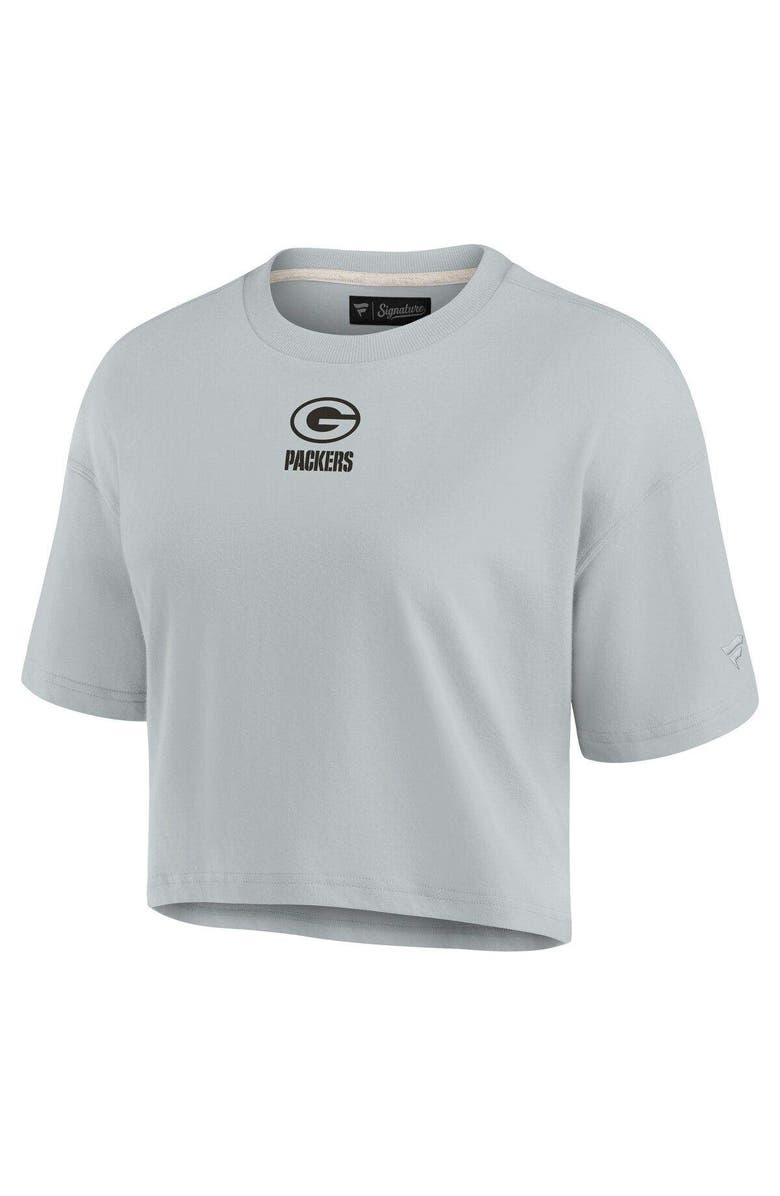 Fanatics Signature Women's Fanatics Gray Green Bay Packers Elements Super Soft Boxy Cropped T-Shirt, Alternate, color, Gray