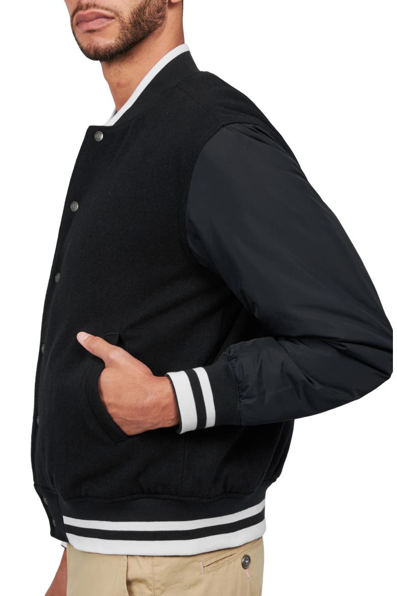 Solid Varsity Jacket, Alternate, color, BLACK