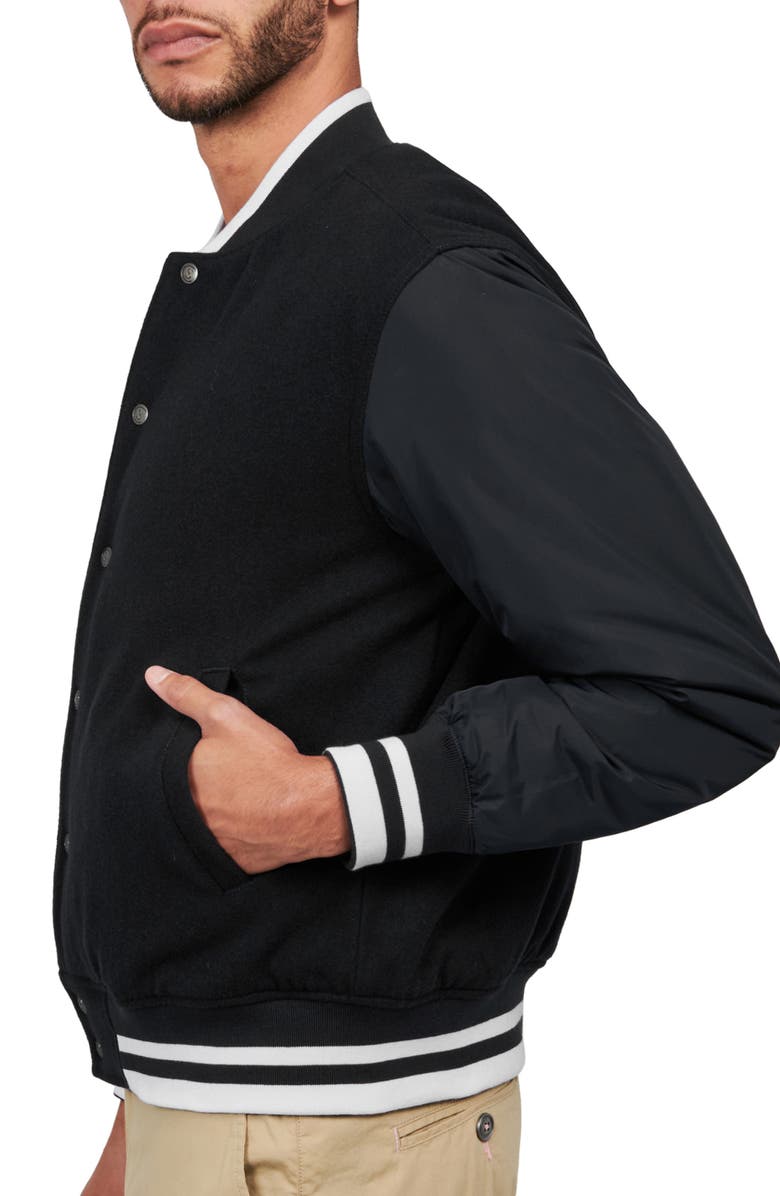 CONSTRUCT Solid Varsity Jacket, Alternate, color, Black