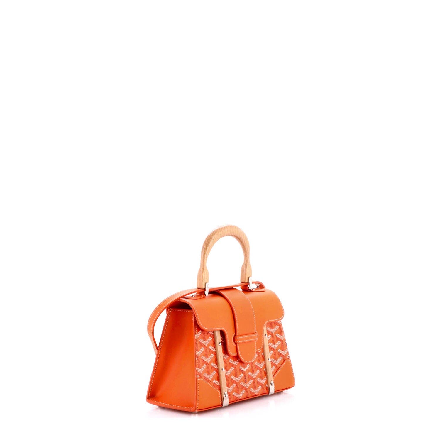 Structured Saigon Top Handle Bag Coated Canvas with Leather Mini, Alternate, color, Orange