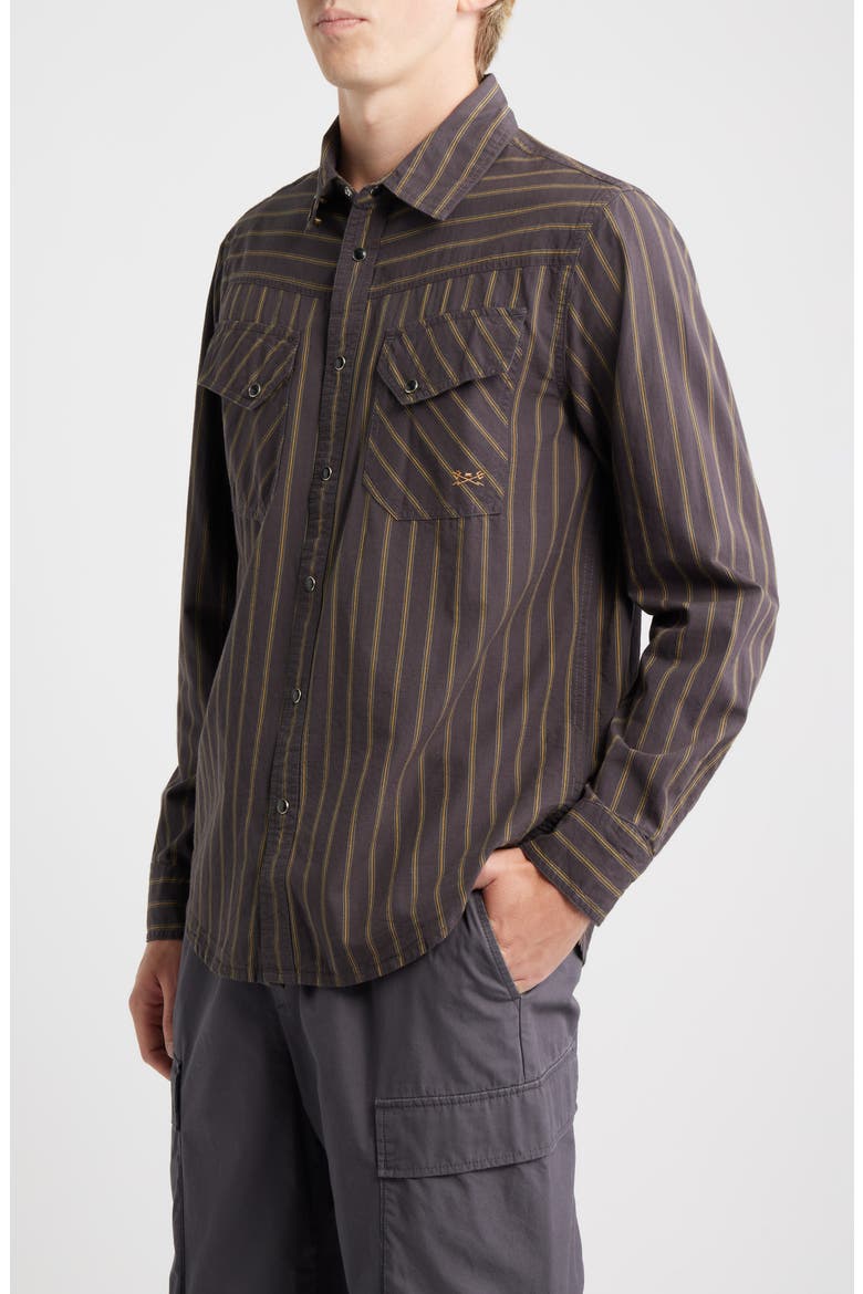 Kimbro Stripe Cotton Snap-Up Western Shirt, Alternate, color, BLACK