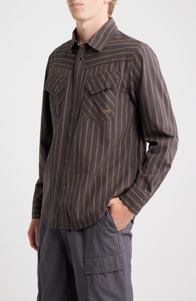 DARK SEAS Kimbro Stripe Cotton Snap-Up Western Shirt, Alternate, color, Black