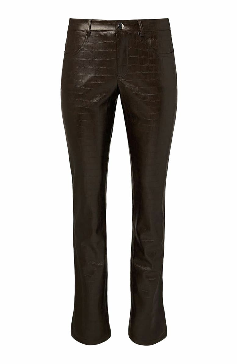 WeWoreWhat Vegan Leather Croc Mid Rise Flare Pant, Main, color, 