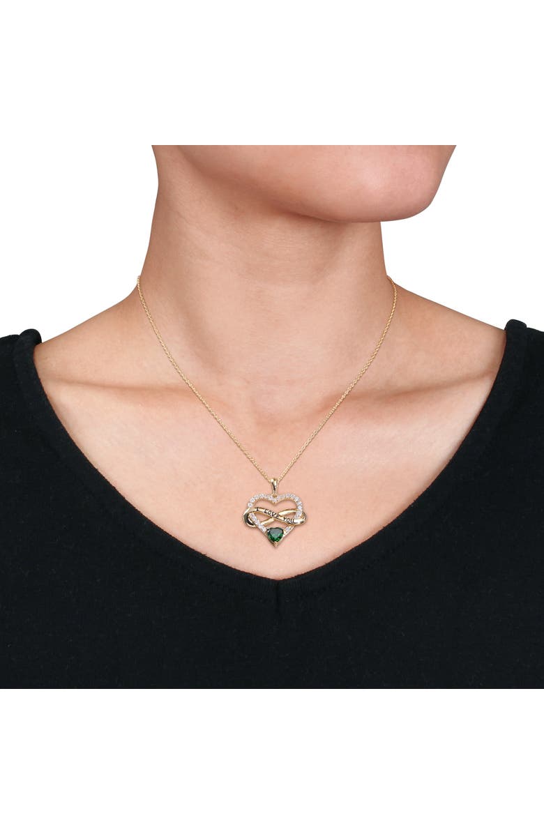 Julianna B. Color Zirconia Infinity Heart Necklace Yellow-Plated, Alternate, color, Green Cz