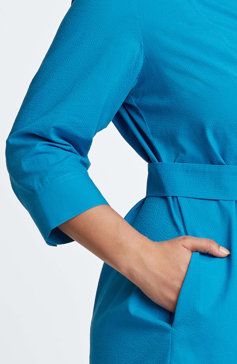 Foxcroft Fiona Belted Seersucker Shirtdress, Alternate, color, 