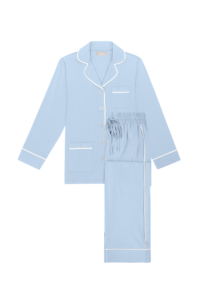 KIP Luxe Stretch Cotton Pajama Set, Alternate, color, Mist Blue