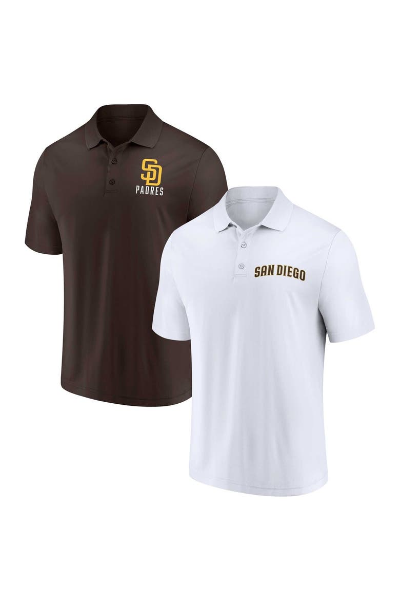 Men's Fanatics Branded Brown/White San Diego Padres Two-Pack Logo Lockup Polo Set, Main, color, Brown